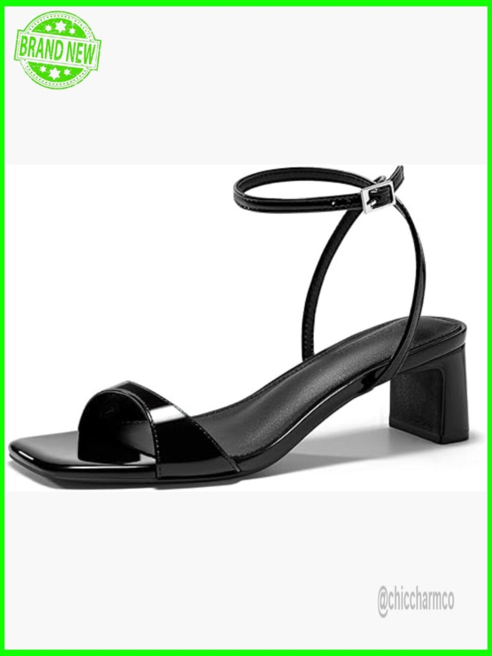 Chunky Low Heel Sandals Open Square Toe Ankle Strap Dressy